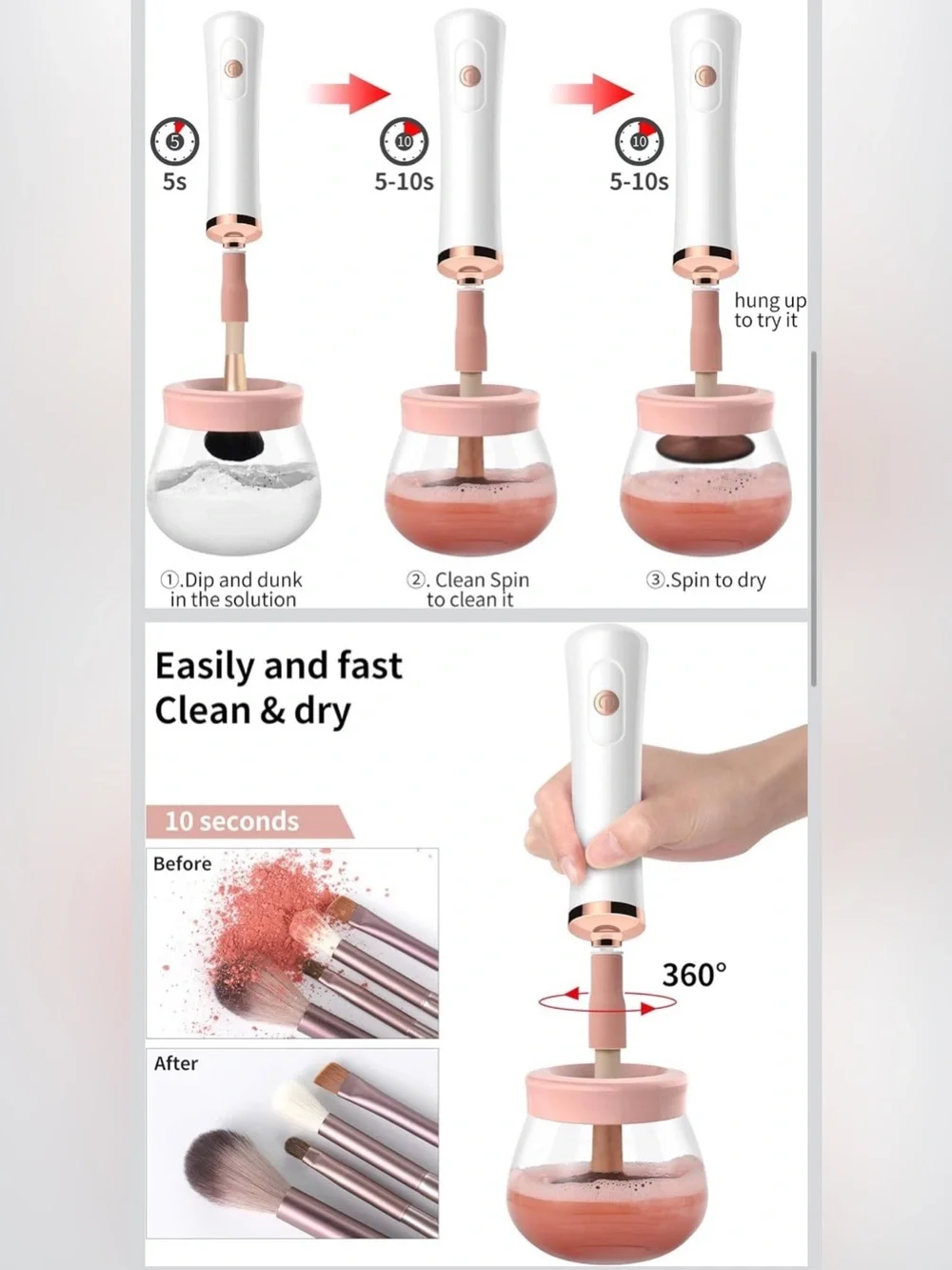 NIB/NWT • Portable Electronic Automatic Makeup Brush Cleaner / Cleaning System